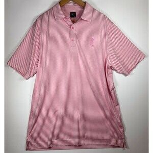 U‎ Suck At Golf Polo XL Pink White Stripe Performance Stretch Embroidered Logo